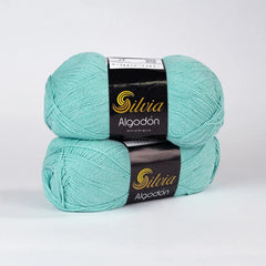 Lana Silvia Algodón Verde Crema 7302