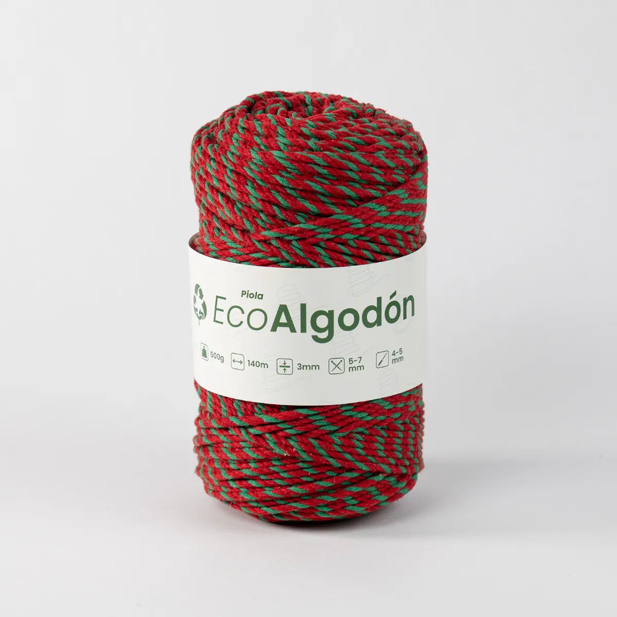 Piola Eco Algodón 3mm Navidad Rojo/Verde