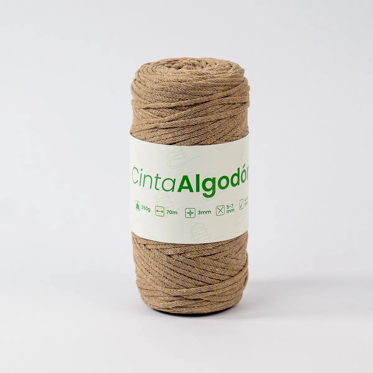 Cinta Tejida Eco Algodón 3mm Caqui