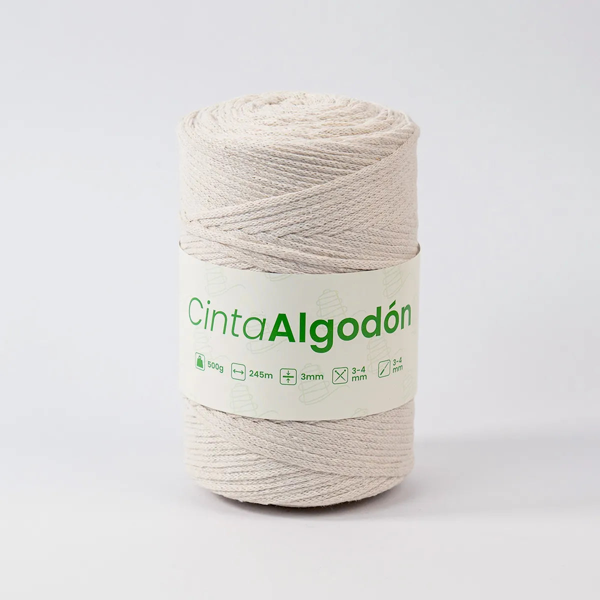 Cinta Tejida Eco Algodón 3mm Crudo