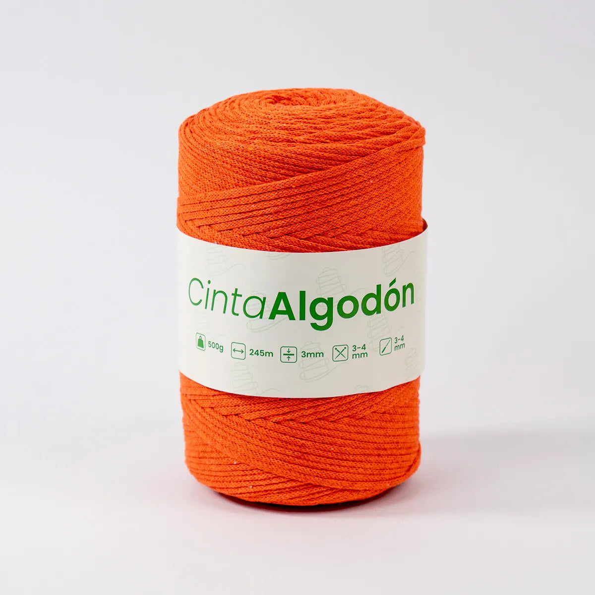 Cinta Tejida Eco Algodón 3mm Naranja