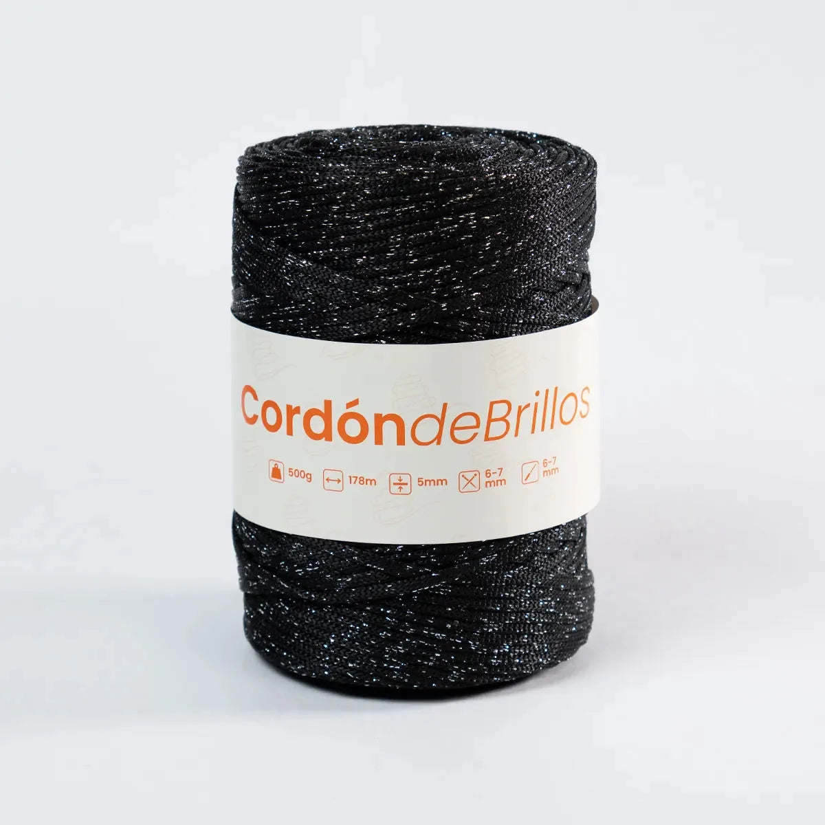 Cordón de Brillos Negro/Plateado