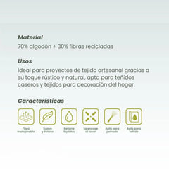Cinta Tejida Eco Algodón 3mm Blanco