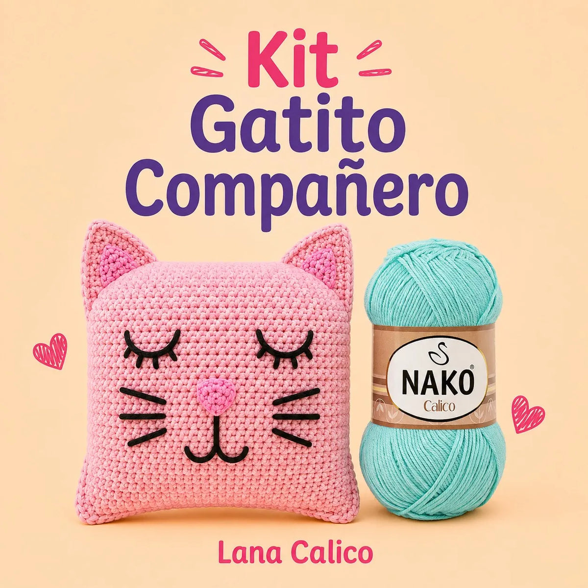 Kit Gatito Compañero - Lana Calico