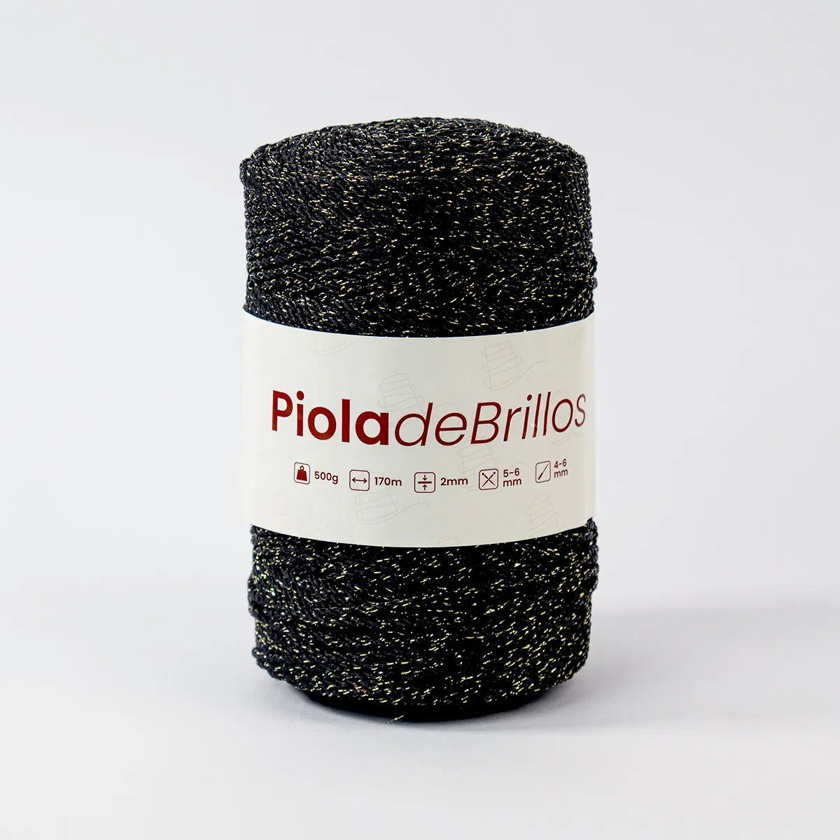 Piola de Brillos 2mm Negro/Dorado