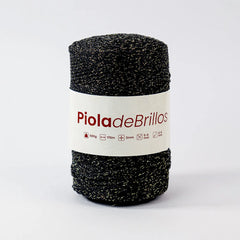 Piola de Brillos 2mm Negro/Dorado