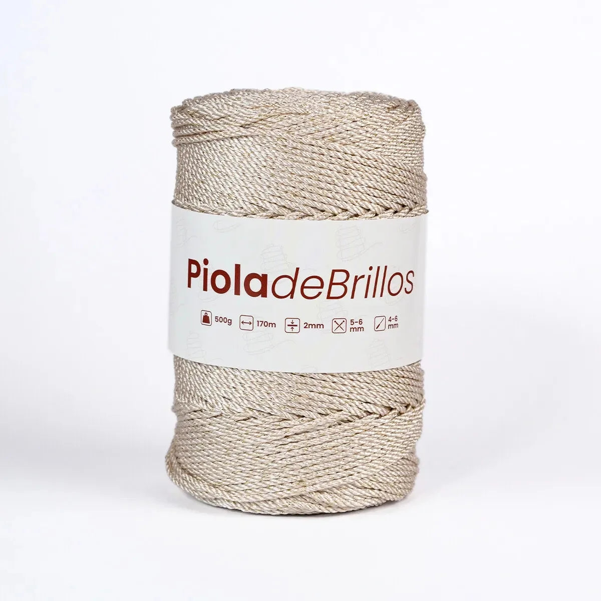 Piola de Brillos 2mm Crema/Dorado
