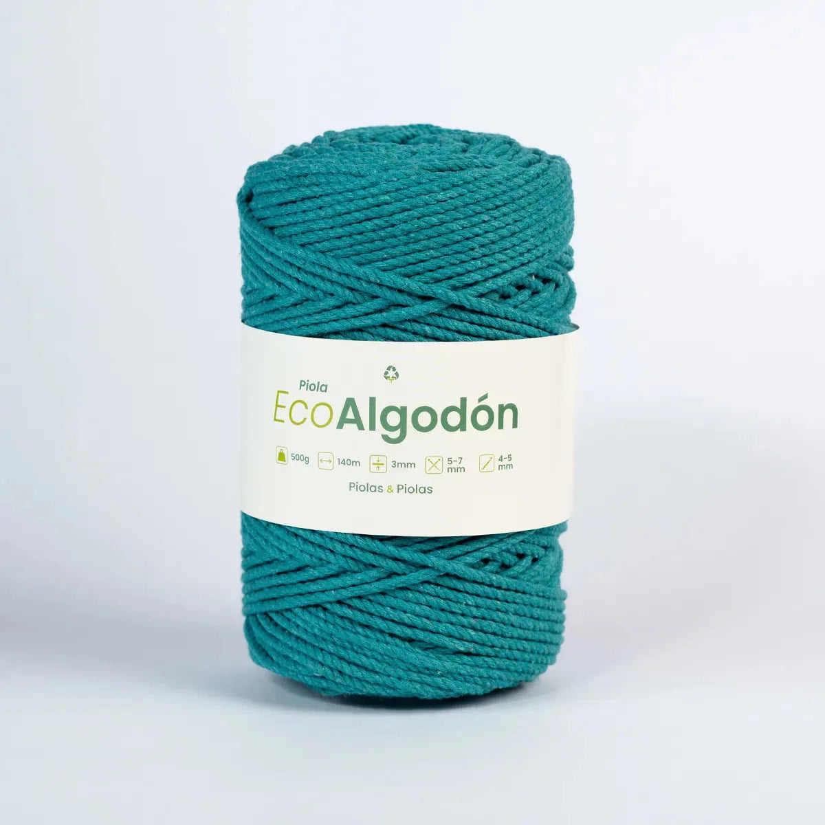 Piola Eco Algodón 3mm Esmeralda