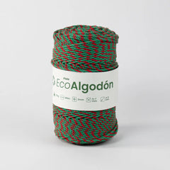 Piola Eco Algodón 3mm Navidad Verde/Rojo