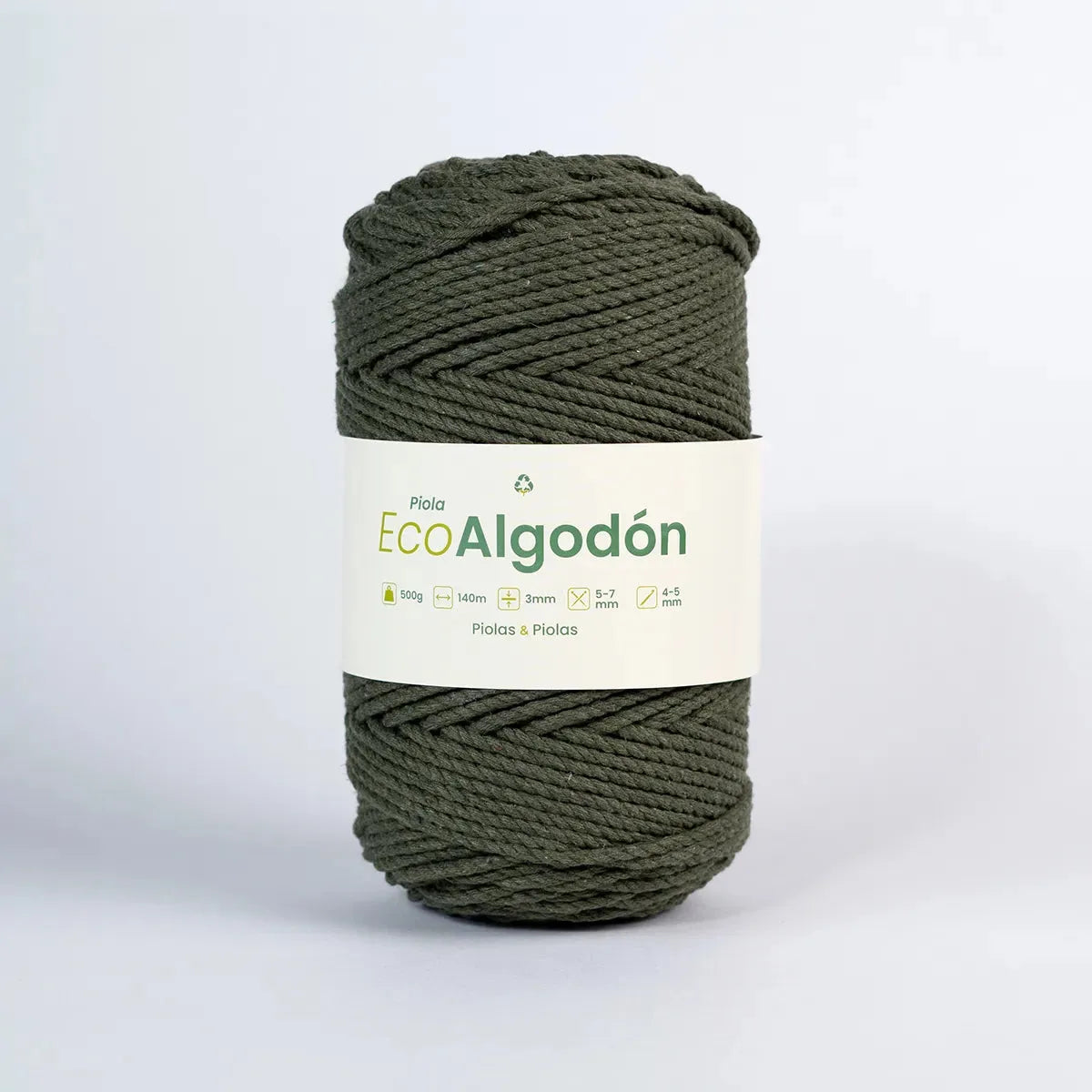 Piola Eco Algodón 3mm Verde Militar