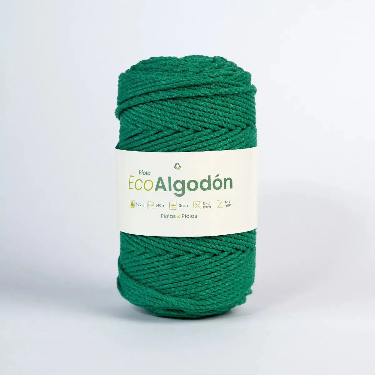 Piola Eco Algodón 3mm Verde Navidad