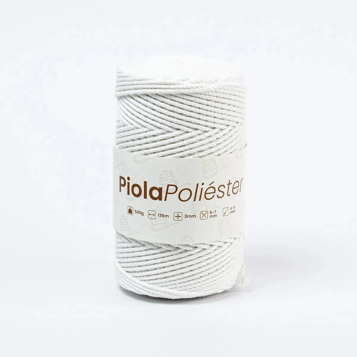 Piola Poliéster 3mm y 4mm Blanco